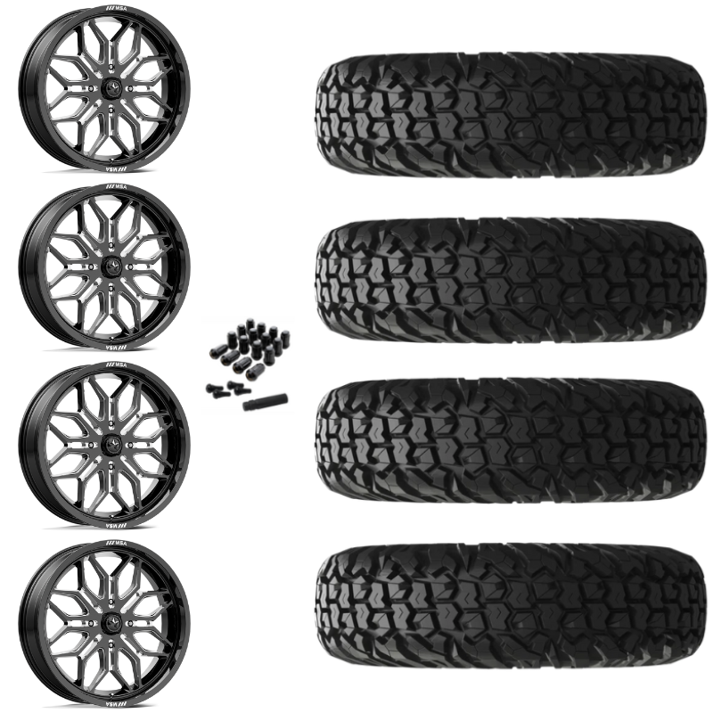 18" MSA Sniper M47 Black Milled UTV Rims & 34" EFX MotoVator Tires 8 Ply Mounted