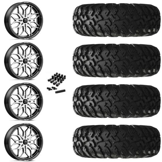 18" MSA Sniper M47 Machined UTV Rims & 33" EFX MotoClaw Tires 8 Ply Mounted