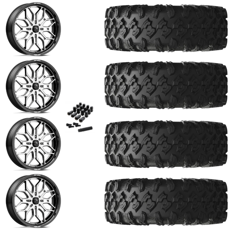18" MSA Sniper M47 Machined UTV Rims & 32" EFX MotoRavage Tires 8 Ply Mounted