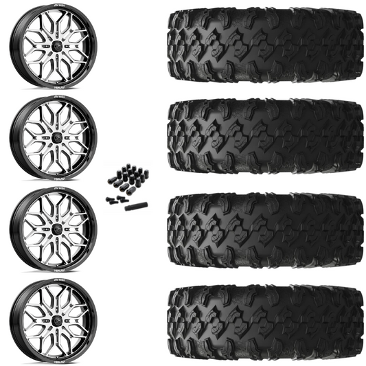 18" MSA Sniper M47 Machined UTV Rims & 32" EFX MotoRavage Tires 8 Ply Mounted