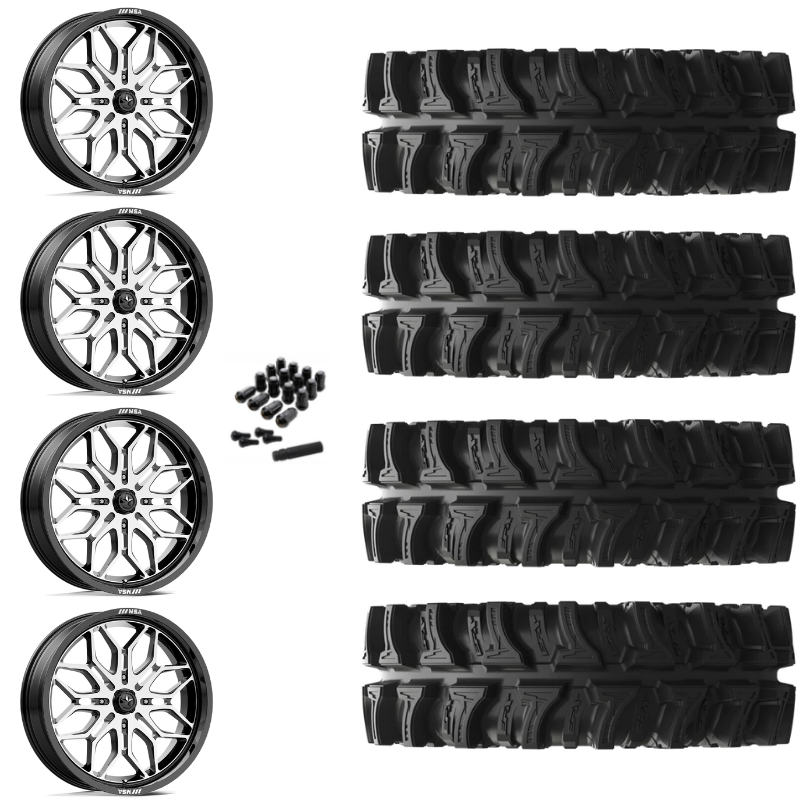 20" MSA Sniper M47 Machined UTV Rims & 35" EFX MotoSlayer Tires 6 Ply Mounted
