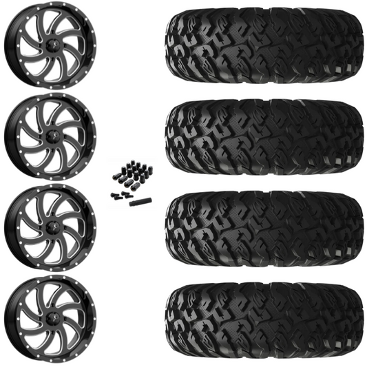 18" MSA Switch M36 Black Milled UTV Rims & 33" EFX MotoClaw Tires 8 Ply Mounted