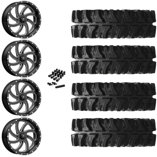 20" MSA Switch M36 Black Milled UTV Rims & 35" EFX MotoSlayer Tires 6 Ply Mounted