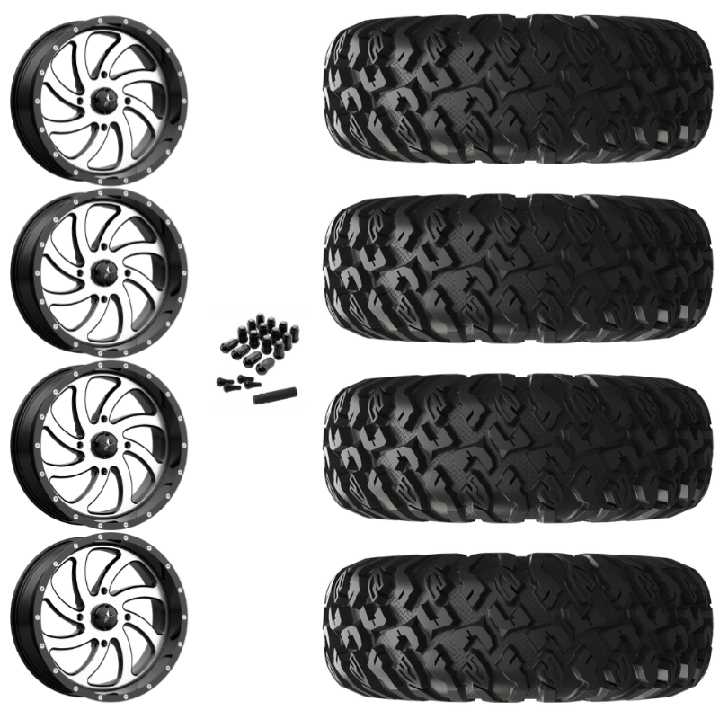 20" MSA Switch M36 Machined UTV Rims & 35" EFX MotoClaw Tires 8 Ply Mounted