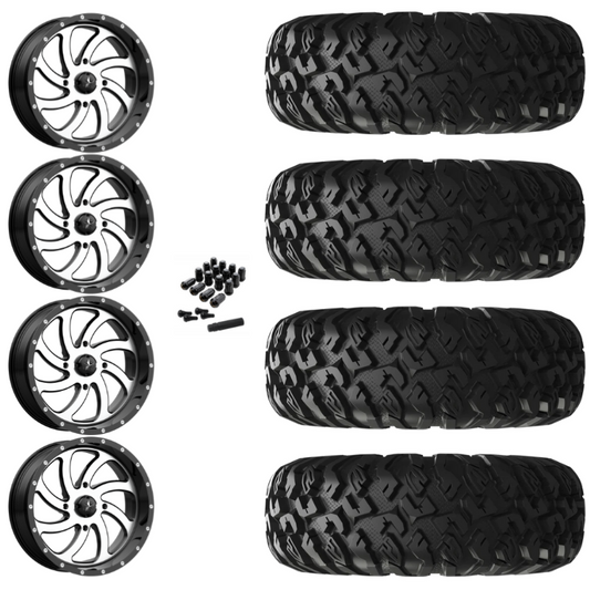 20" MSA Switch M36 Machined UTV Rims & 35" EFX MotoClaw Tires 8 Ply Mounted