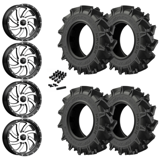 18" MSA Switch M36 Machined UTV Rims & 32" EFX MotoHavok Tires 6 Ply Mounted