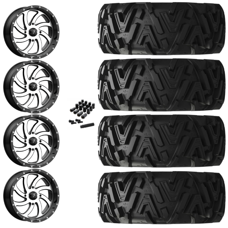 20" MSA Switch M36 Machined UTV Rims & 34" EFX MotoMTC Tires 6 Ply Mounted