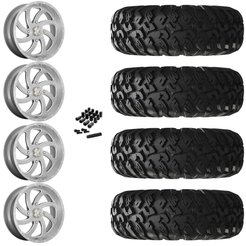 20" MSA Switch M36 Titanium UTV Rims & 33" EFX MotoClaw Tires 8 Ply Mounted