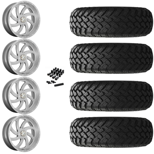 20" MSA Switch M36 Titanium UTV Rims & 34" EFX MotoHammer Tires 8 Ply Mounted