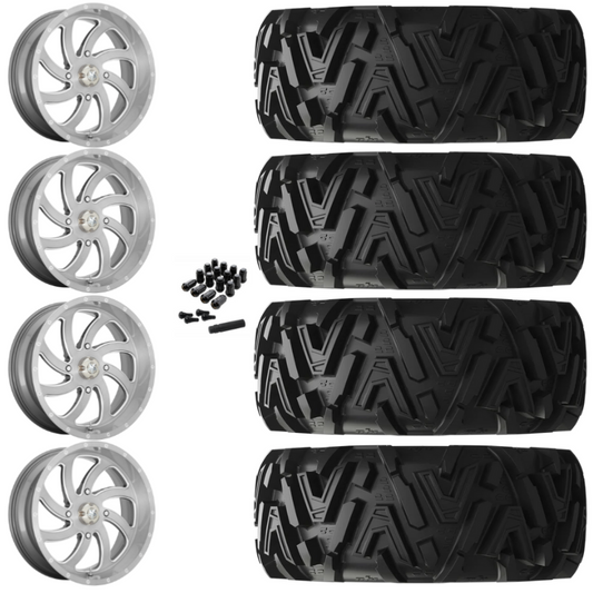 20" MSA Switch M36 Titanium UTV Rims & 34" EFX MotoMTC Tires 6 Ply Mounted