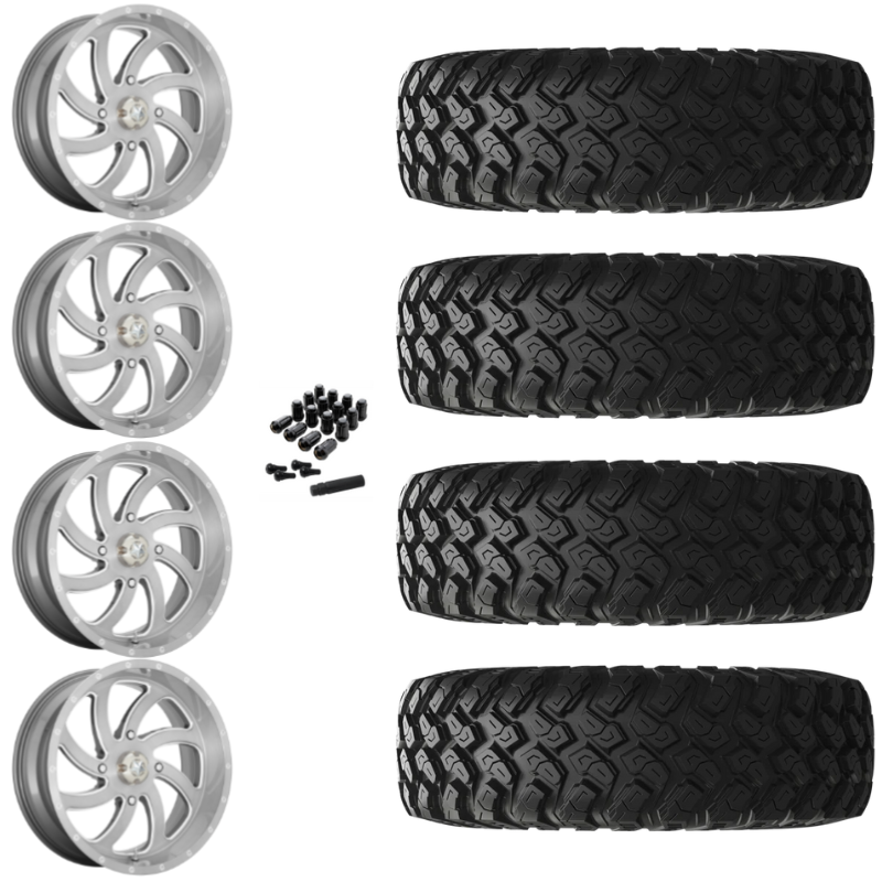 22" MSA Switch M36 Titanium UTV Rims & 35" EFX MotoRally Tires 8 Ply Mounted