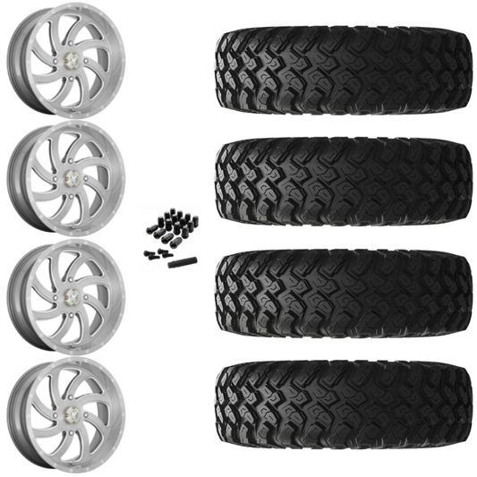 22" MSA Switch M36 Titanium UTV Rims & 35" EFX MotoRally Tires 8 Ply Mounted
