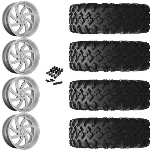 20" MSA Switch M36 Titanium UTV Rims & 35" EFX MotoRavage Tires 8 Ply Mounted