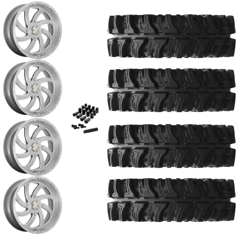 24" MSA Switch M36 Titanium UTV Rims & 35" EFX MotoSlayer Tires 6 Ply Mounted