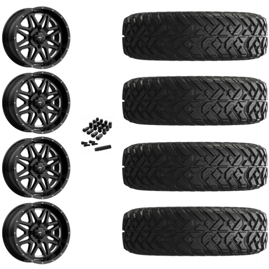 14" MSA Vibe M26 Black Milled UTV Rims & 30" EFX Gripper Standard Tires 8 Ply Mounted