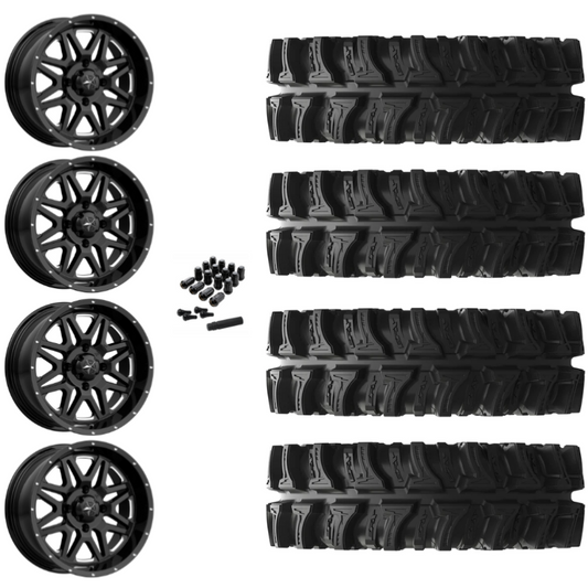 18" MSA Vibe M26 Black Milled UTV Rims & 32" EFX MotoSlayer Tires 6 Ply Mounted