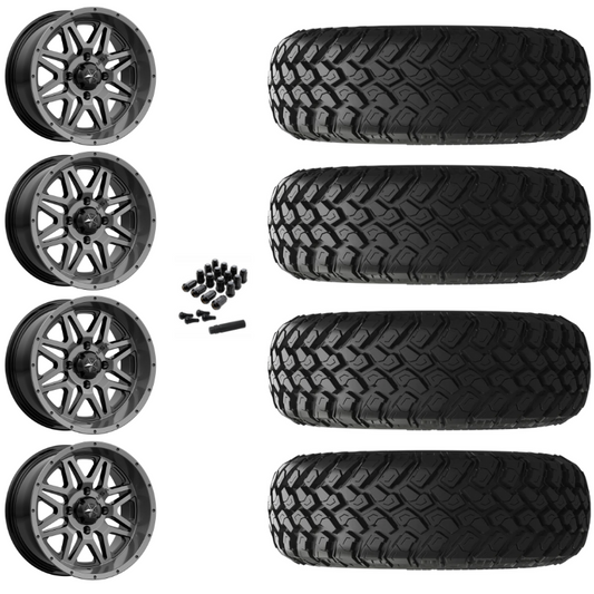 14" MSA Vibe M26 Dark Tint UTV Rims & 31" EFX MotoHammer Tires 8 Ply Mounted