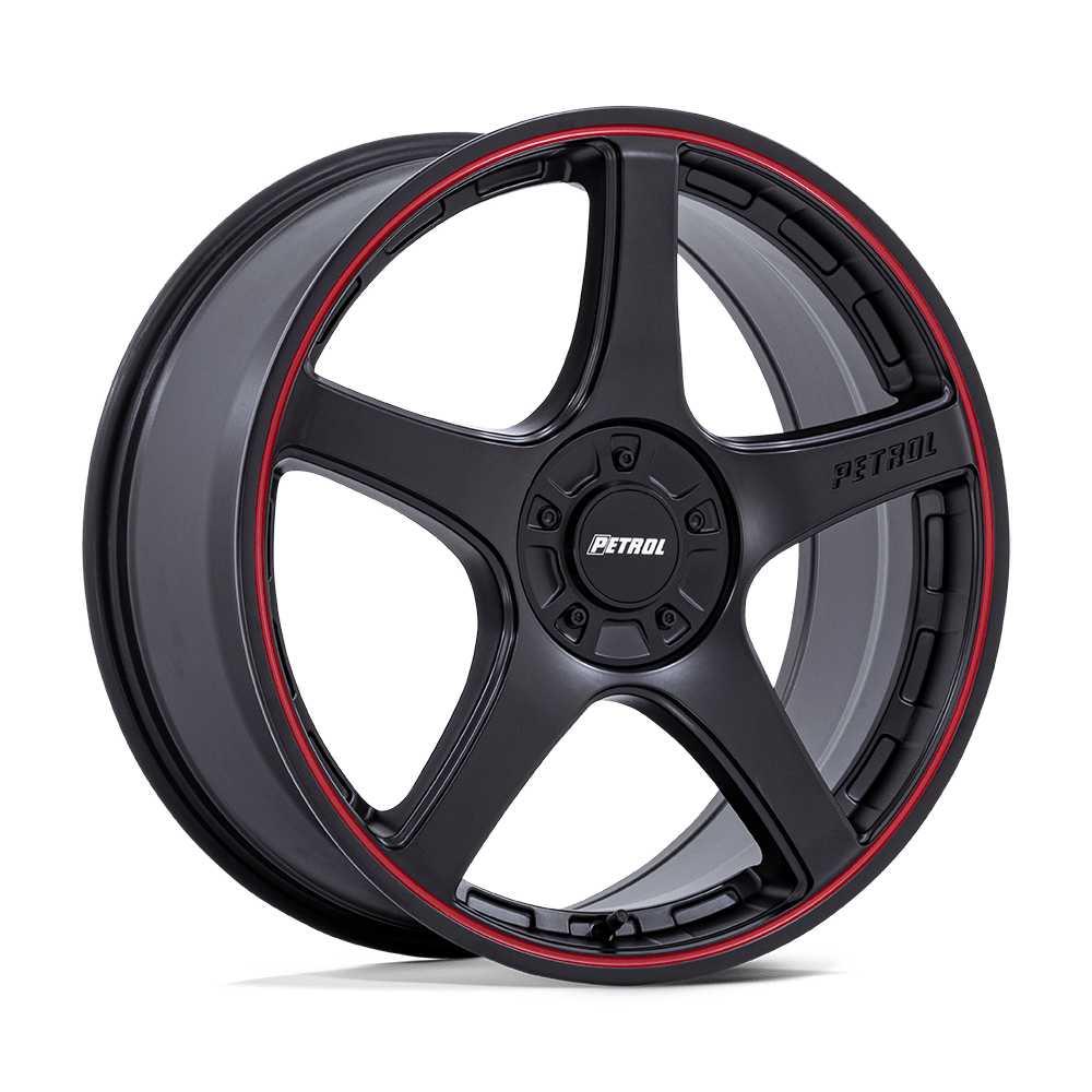 Petrol PE003 P2E Matte Black with Red Lip Wheels, Cast Aluminum
