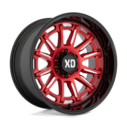 KMC XD865 Phoenix Candy Red Milled With Black Lip Wheels