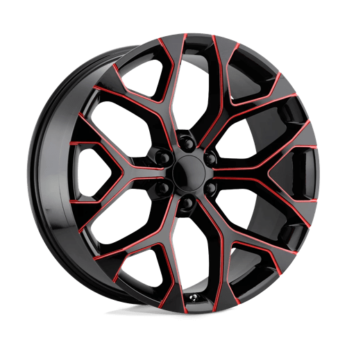 Performance Replicas PR176 Gloss Black Red Milled Wheels