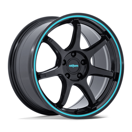 Rotiform RC208 BPU Gloss Black with Teal Stripe Wheels, Flow Formed, Aluminum
