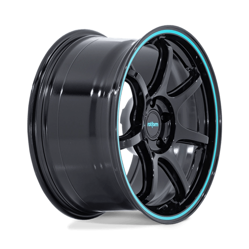 Rotiform RC208 BPU Gloss Black with Teal Stripe Wheels, Flow Formed, Aluminum