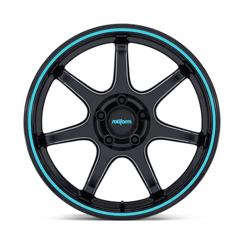 Rotiform RC208 BPU Gloss Black with Teal Stripe Wheels, Flow Formed, Aluminum