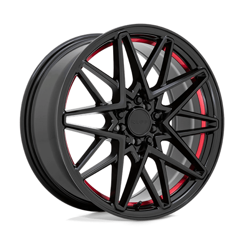 Ruff Clutch Gloss Black With Machined Red Inner Lip Wheels