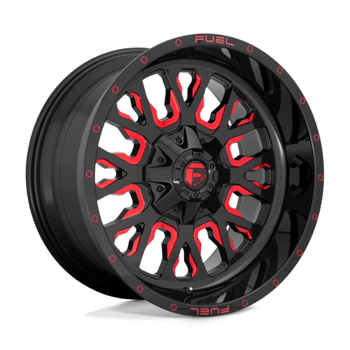 Fuel D612 Stroke Gloss Black Red Tinted Clear 1-Piece Wheels