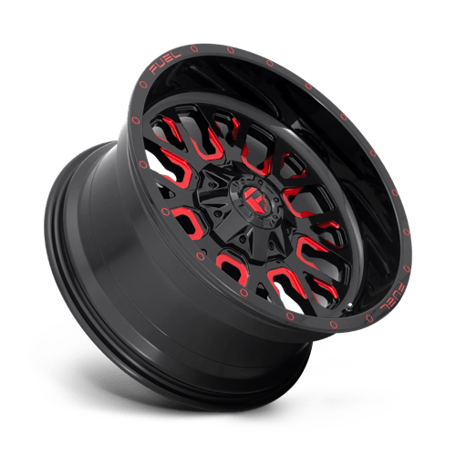 Fuel D612 Stroke Gloss Black Red Tinted Clear 1-Piece Wheels