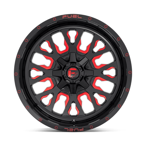 Fuel D612 Stroke Gloss Black Red Tinted Clear 1-Piece Wheels