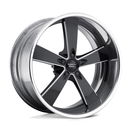 American Racing VN472 Burnout Two-Piece Black Milled Center Polished Rim Wheels