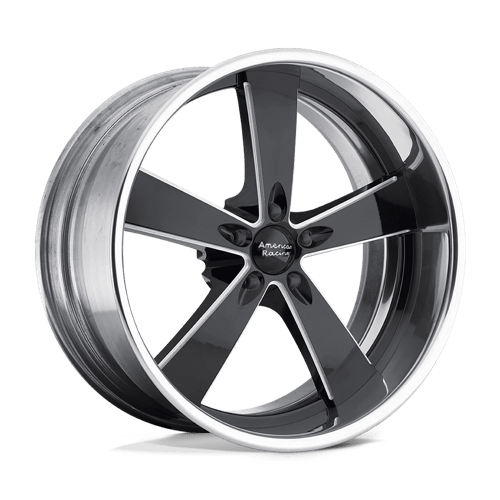 American Racing VN472 Burnout Two-Piece Black Milled Center Polished Rim Wheels