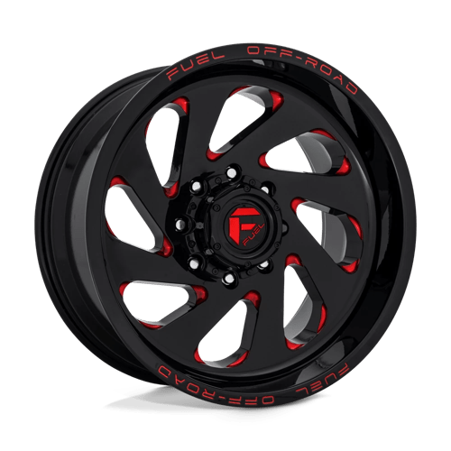 Fuel D638 Vortex Gloss Black Red Tinted Clear 1-Piece Wheels