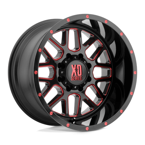 KMC XD820 Grenade Satin Black Milled With Red Clear Coat Wheels