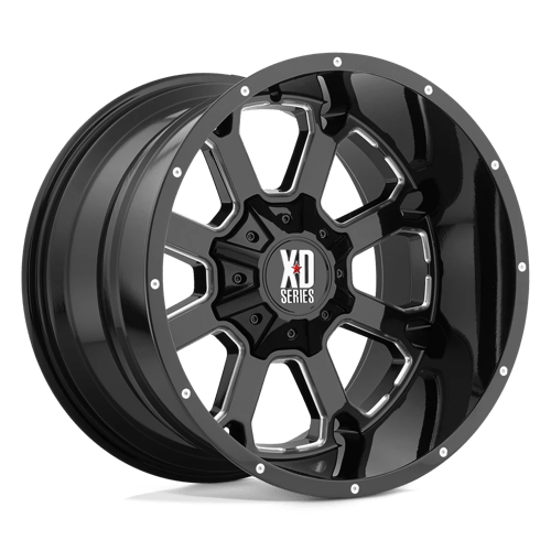 KMC XD825 Buck 25 Gloss Black Milled Wheels