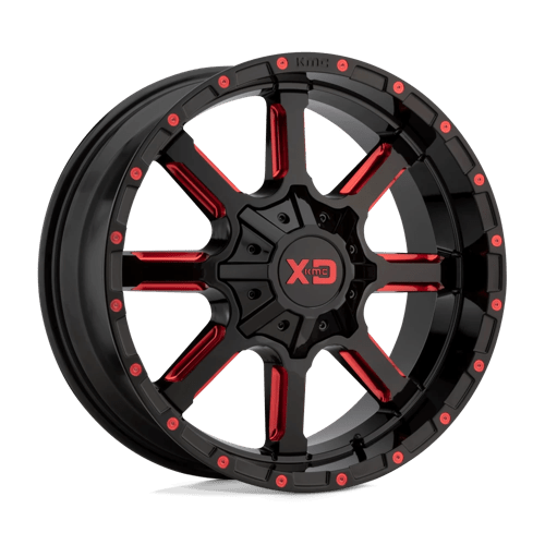 KMC XD838 Mammoth Gloss Black Milled With Red Tint Clear Coat Wheels