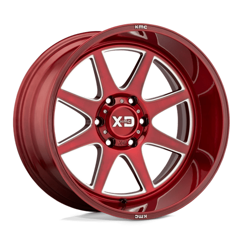 KMC XD844 Pike Brushed Red With Milled Accent Wheels