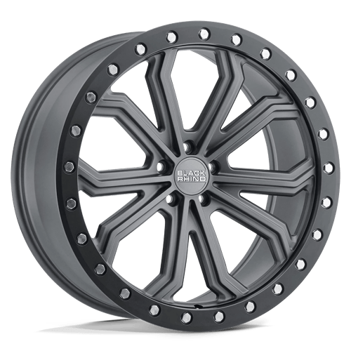 Black Rhino Trabuco Matte Gunmetal With Black Ring & Silver Bolts Wheels